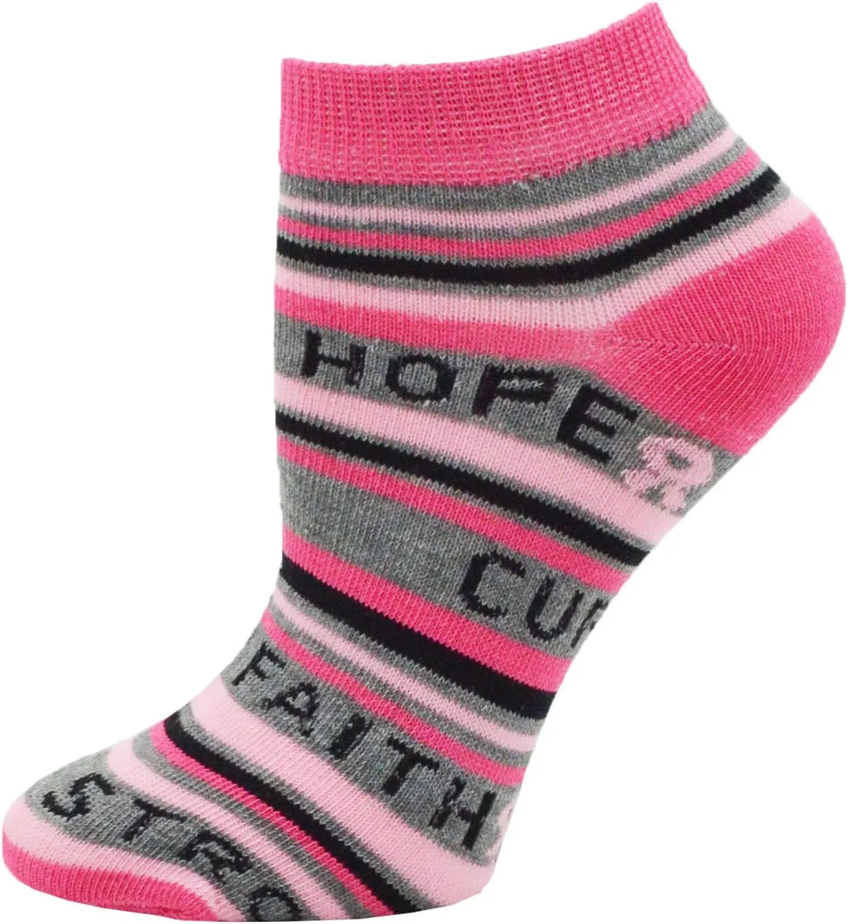 12 Pairs of Womens Breast Cancer Awareness Socks, Pink Ribbon Soft Sport Sock Bulk Pack