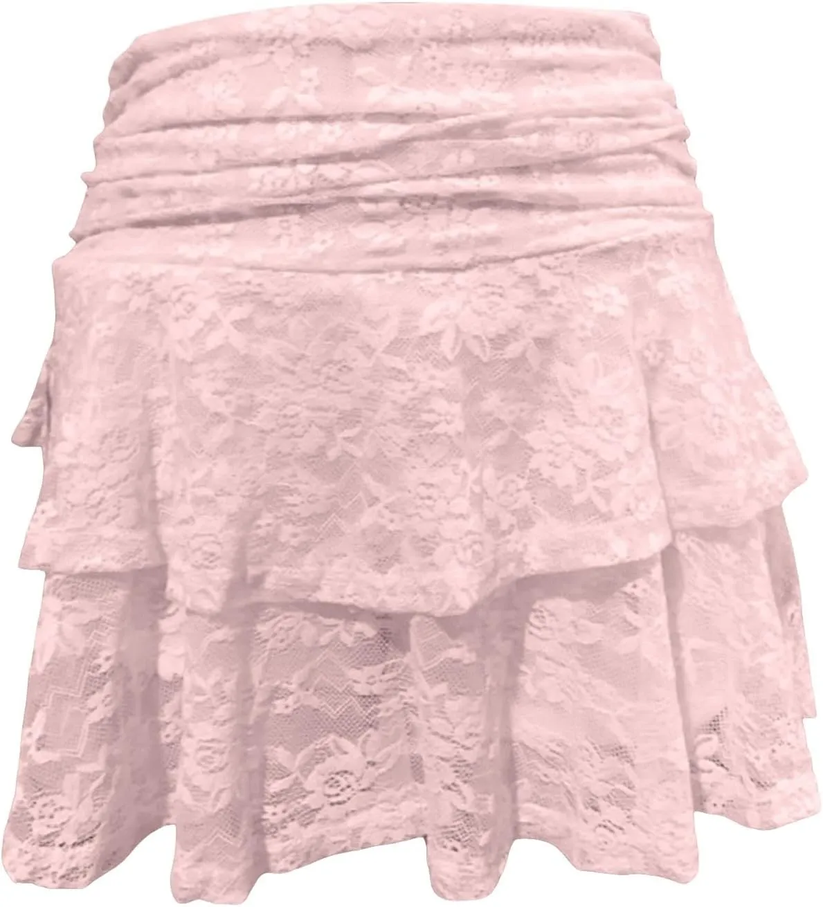 2025 Women Floral Lace Slip Skirts Low Waist Ruffle Layered Pleated Mini Skirts Y2k Flowy Tiered Short Skirt