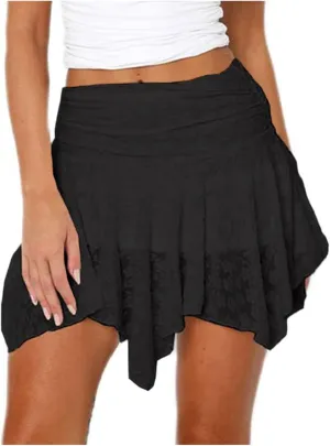 2025 Women Floral Lace Slip Skirts Low Waist Ruffle Layered Pleated Mini Skirts Y2k Flowy Tiered Short Skirt