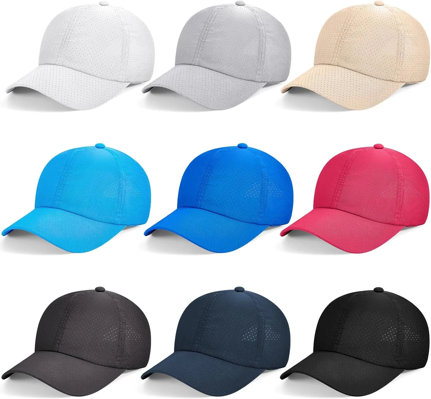 9 Pcs Mesh Baseball Cap Bulk Unisex Breathable Sun Hat Sports Running Hats Adjustable Size Plain Blank Trucker Hat