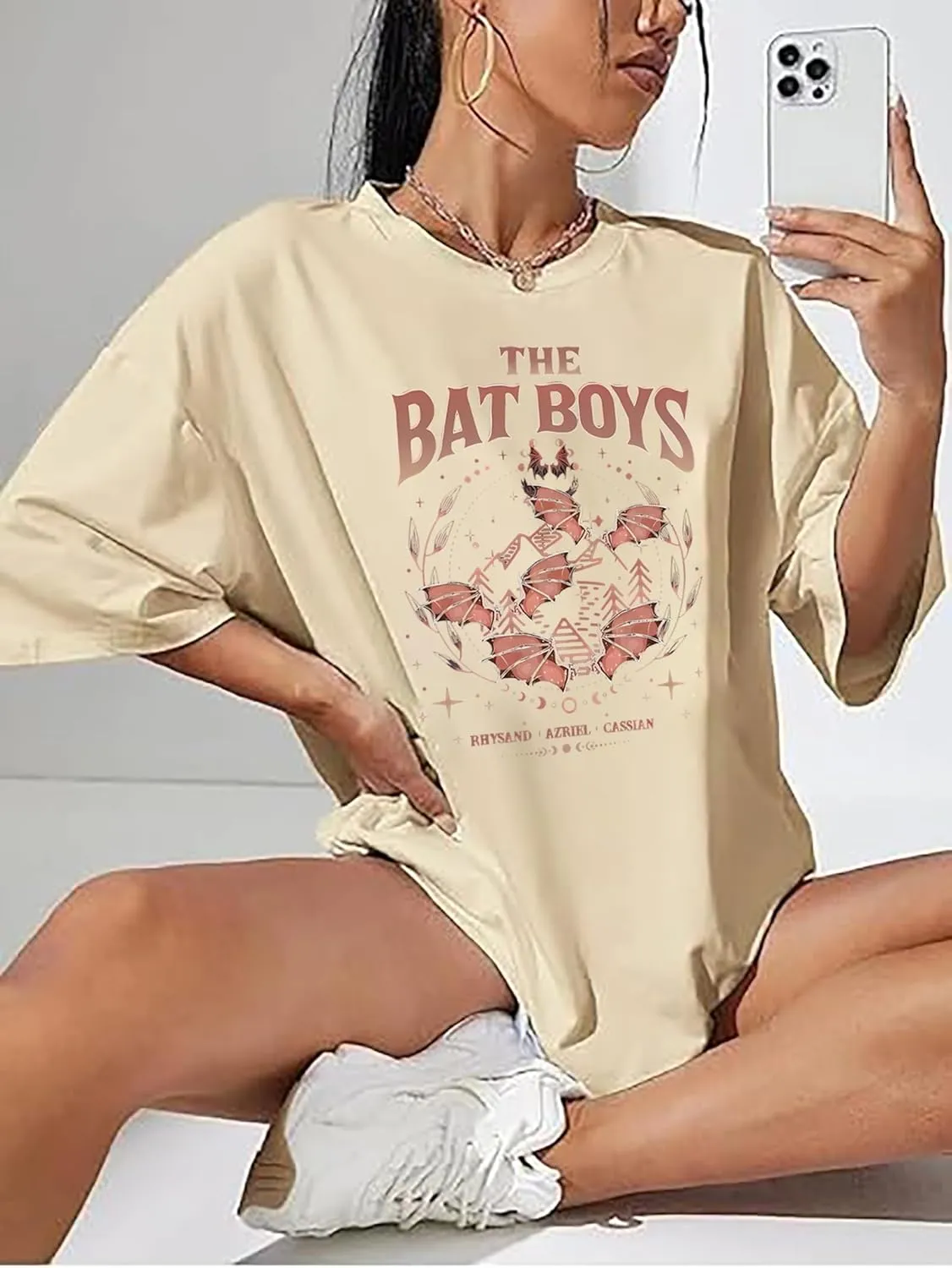 Acotar Velaris Shirts Women Oversized Vintage Book Tshirt The Night Court T-Shirt Bat Boys Graphic Tee Tops