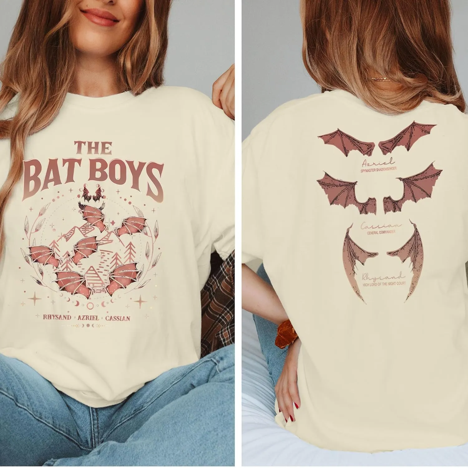 Acotar Velaris Shirts Women Oversized Vintage Book Tshirt The Night Court T-Shirt Bat Boys Graphic Tee Tops