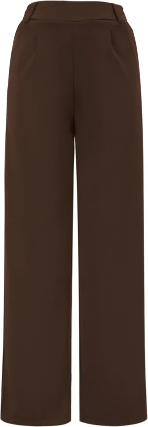 AFITNE Womens Wide Leg Work Pants High Waist Pull On Dress Pants Elastic Waistband Casual Slacks with Thick Fabric