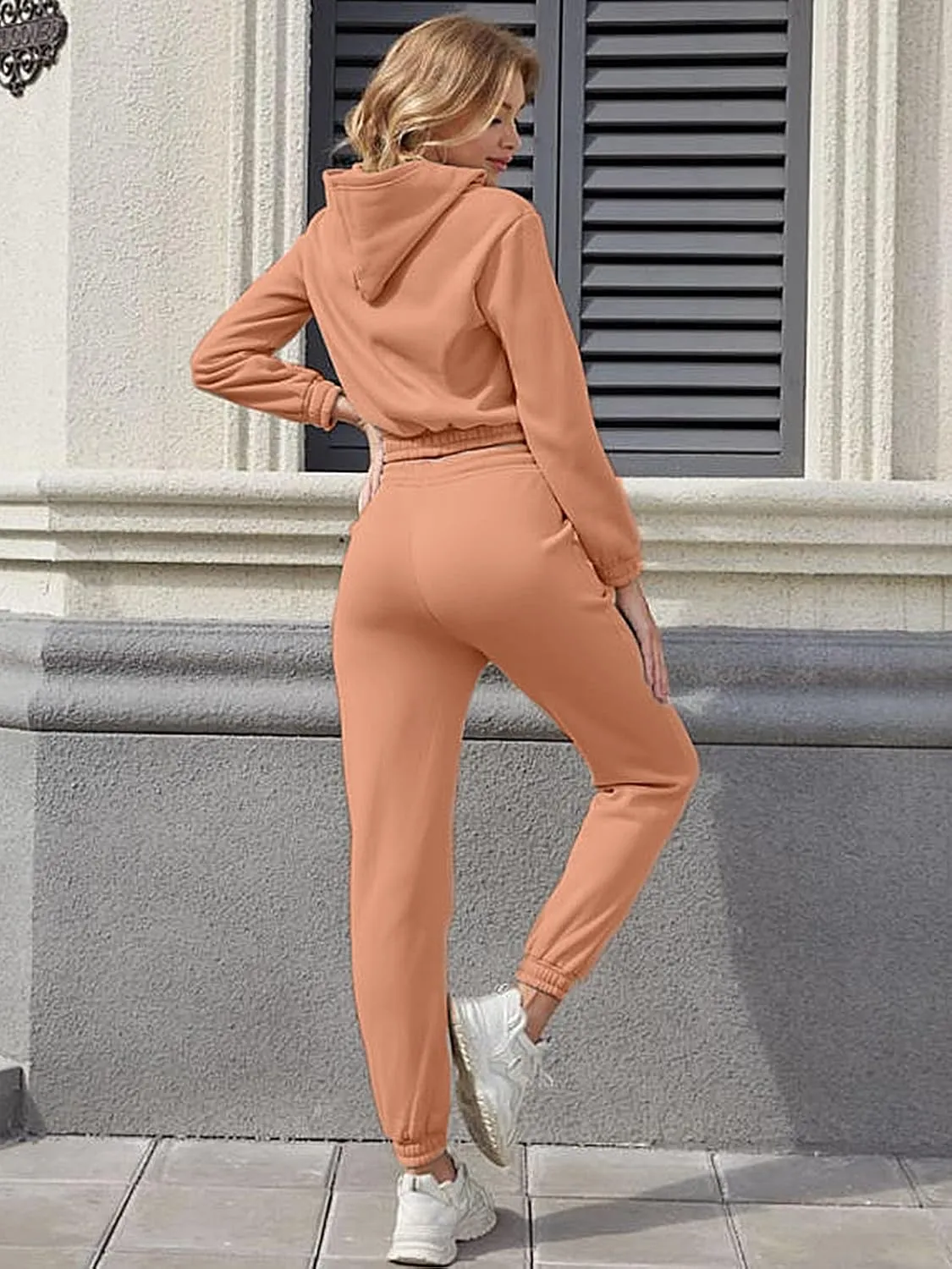 Akmipoem Sweatsuits for Women Set 3 Piece Outfits Zip Up Hoodie Sweatshirt Crop Tank Top Jogger Sweatpants Tracksuit