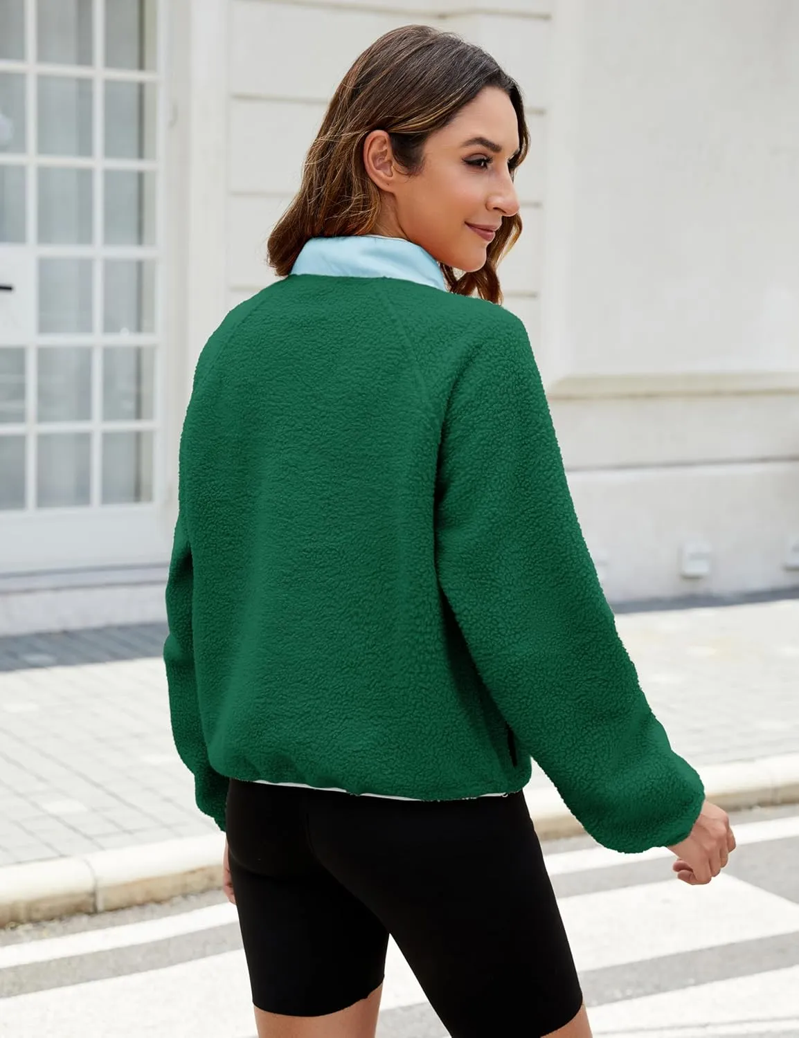 AMEBELLE Womens Lightweight Fleece Pullover Jacket Cropped Fall Winter Fuzzy Sherpa Jacket Sweatshirt Coat with Pockets