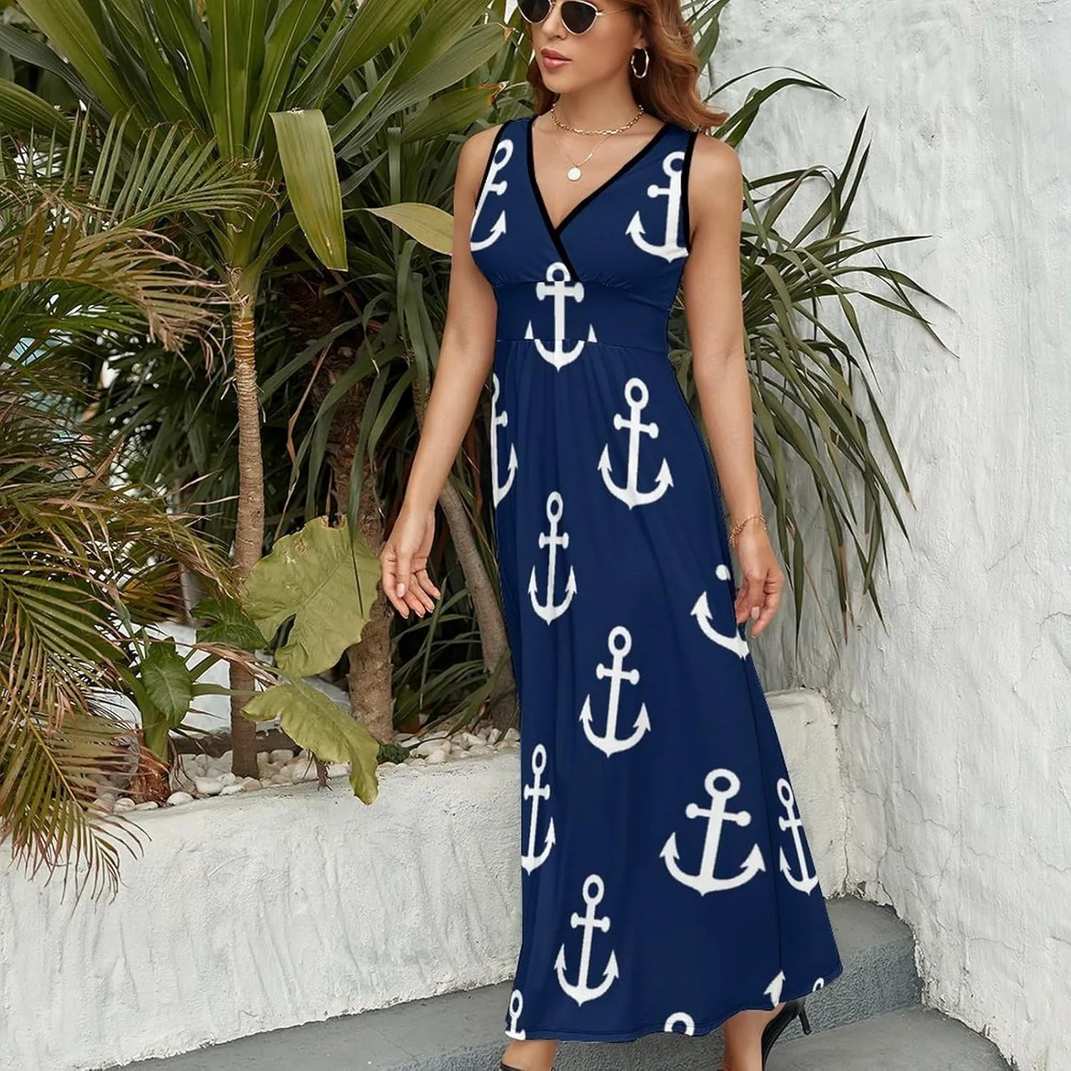 AMRANDOM Women's Summer Casual Wrap Tunic Dress Sleeveless Flowy Long Dress