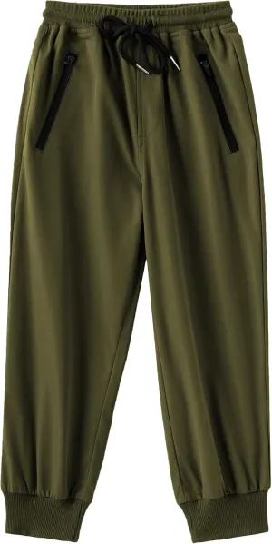 Arshiner Boys Casual Pants Kids Elastic Waist Drawstring Jogger Pants Boys Sweatpants with Zipper Pockets 3-12 Years