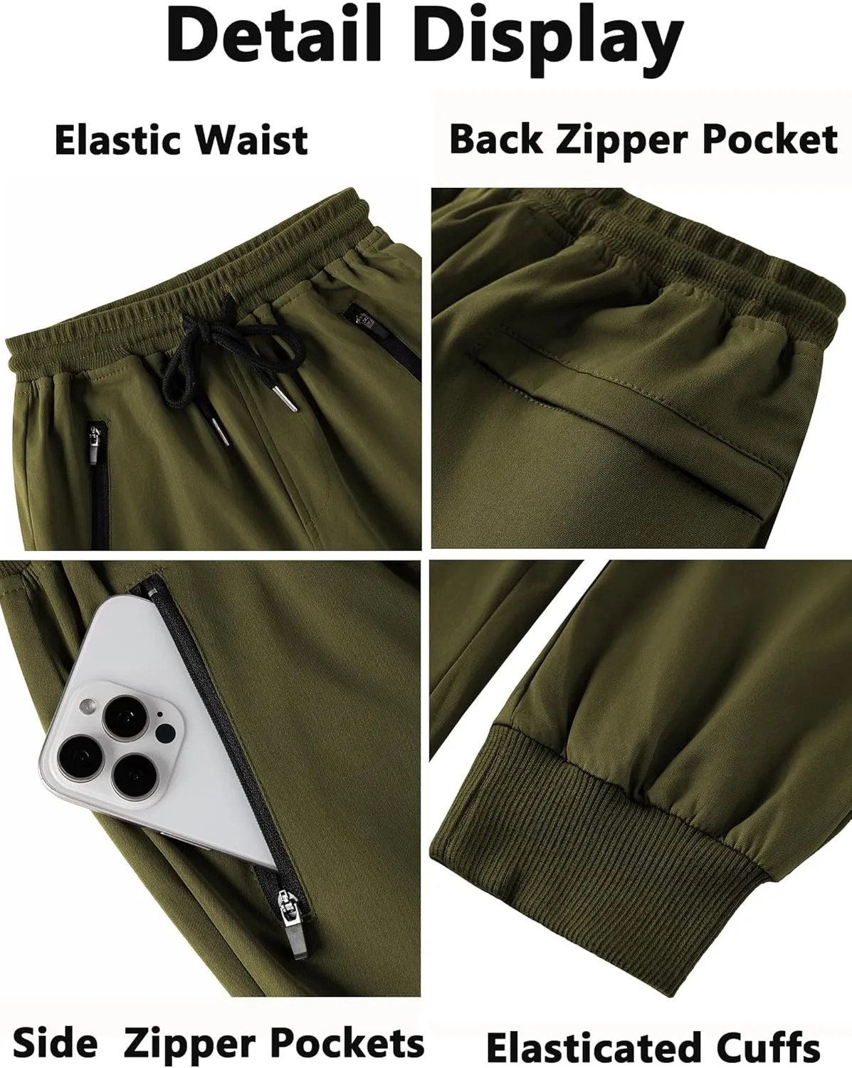 Arshiner Boys Casual Pants Kids Elastic Waist Drawstring Jogger Pants Boys Sweatpants with Zipper Pockets 3-12 Years