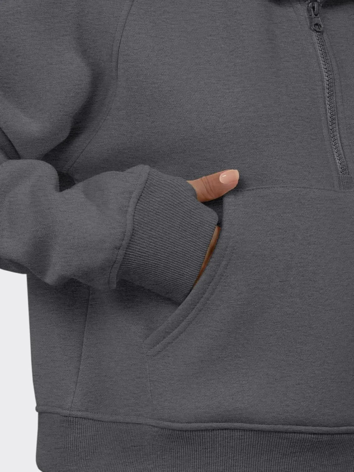 ATHMILE Sweatshirts For Women Cropped Hoodies Half Zip Fleece Pullover Winter Clothes Quarter Zip Up 2023 Outfits Sweater