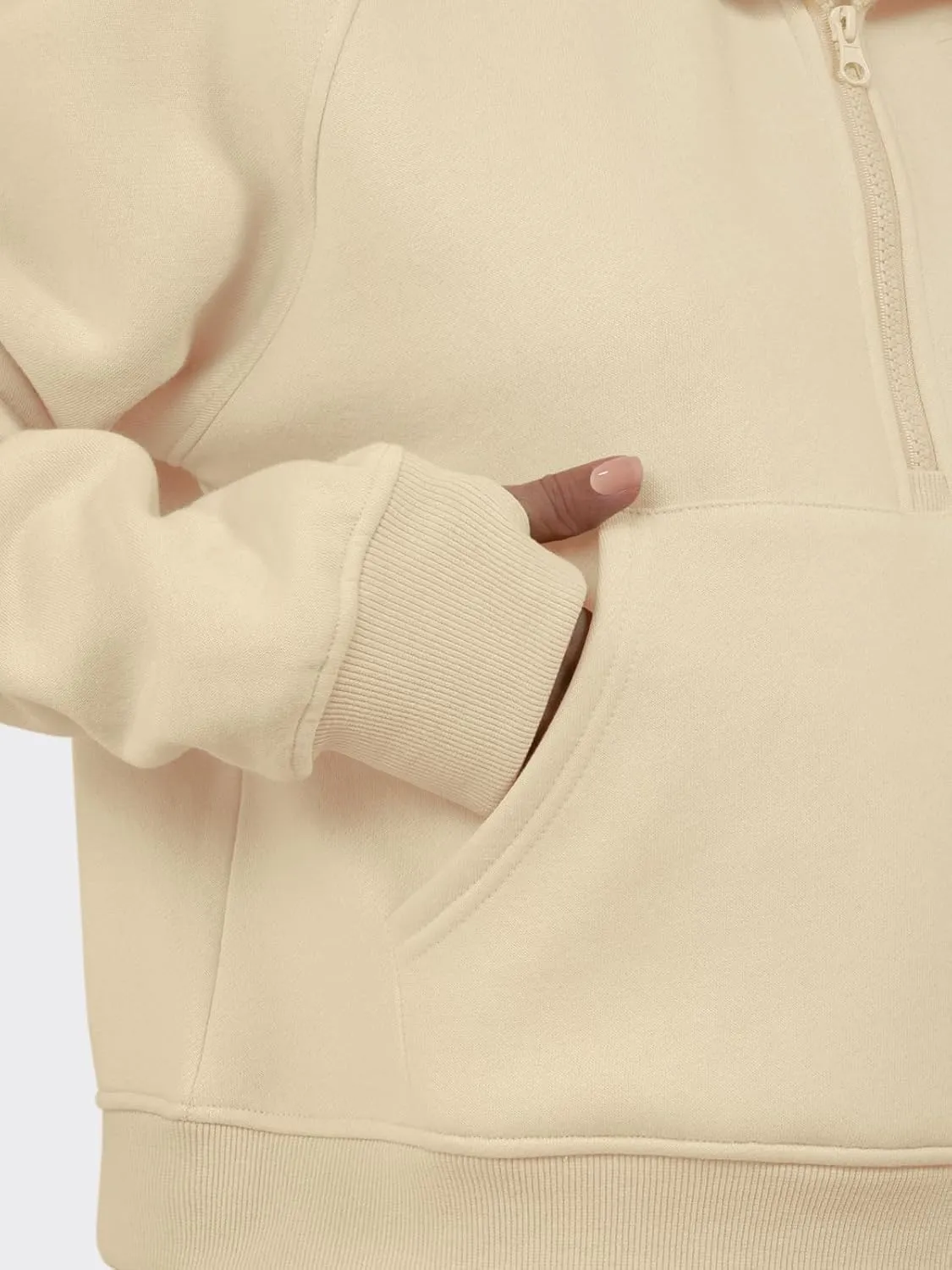 ATHMILE Sweatshirts For Women Cropped Hoodies Half Zip Fleece Pullover Winter Clothes Quarter Zip Up 2023 Outfits Sweater