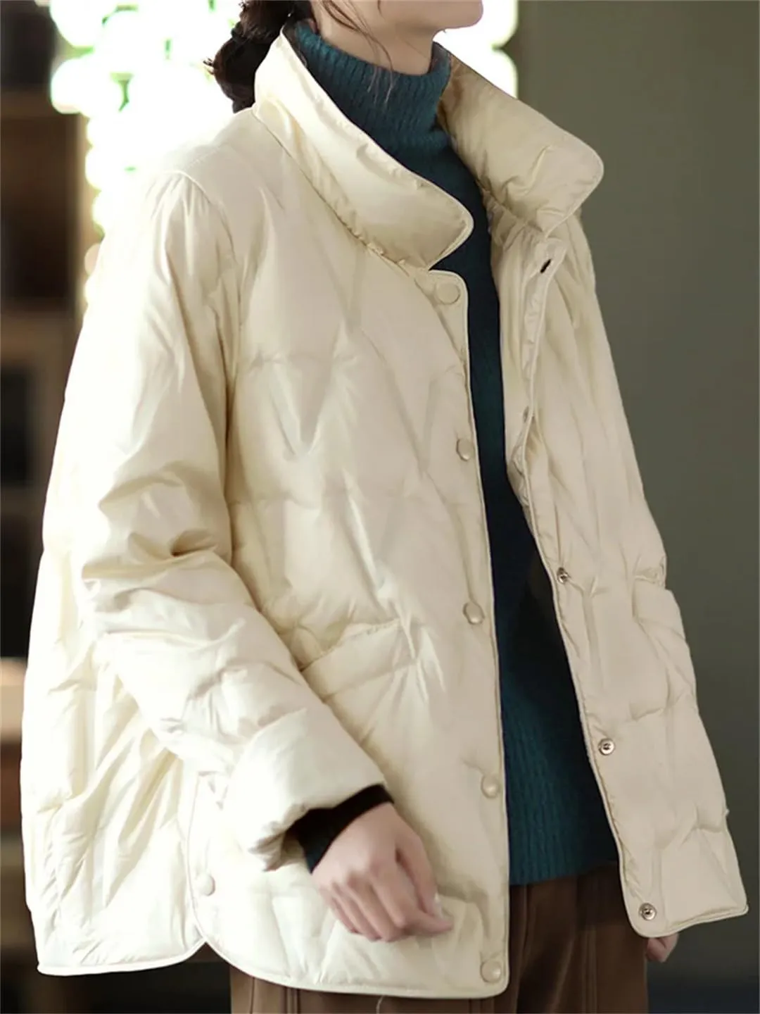 Autumn Winter Women Single-Breasted Warm Short Puffer Coat Female White Duck Down Jacket Parka Snow Outwears