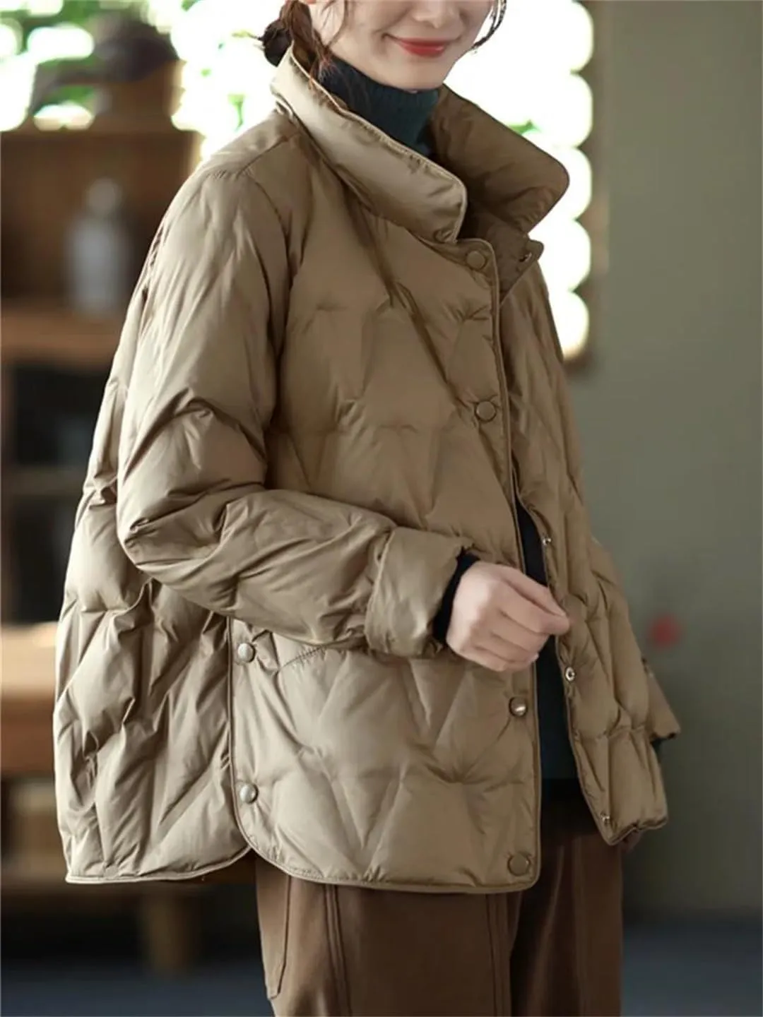 Autumn Winter Women Single-Breasted Warm Short Puffer Coat Female White Duck Down Jacket Parka Snow Outwears