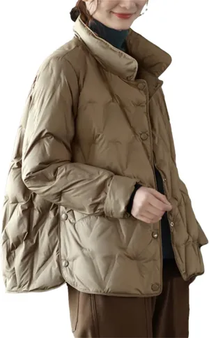 Autumn Winter Women Single-Breasted Warm Short Puffer Coat Female White Duck Down Jacket Parka Snow Outwears