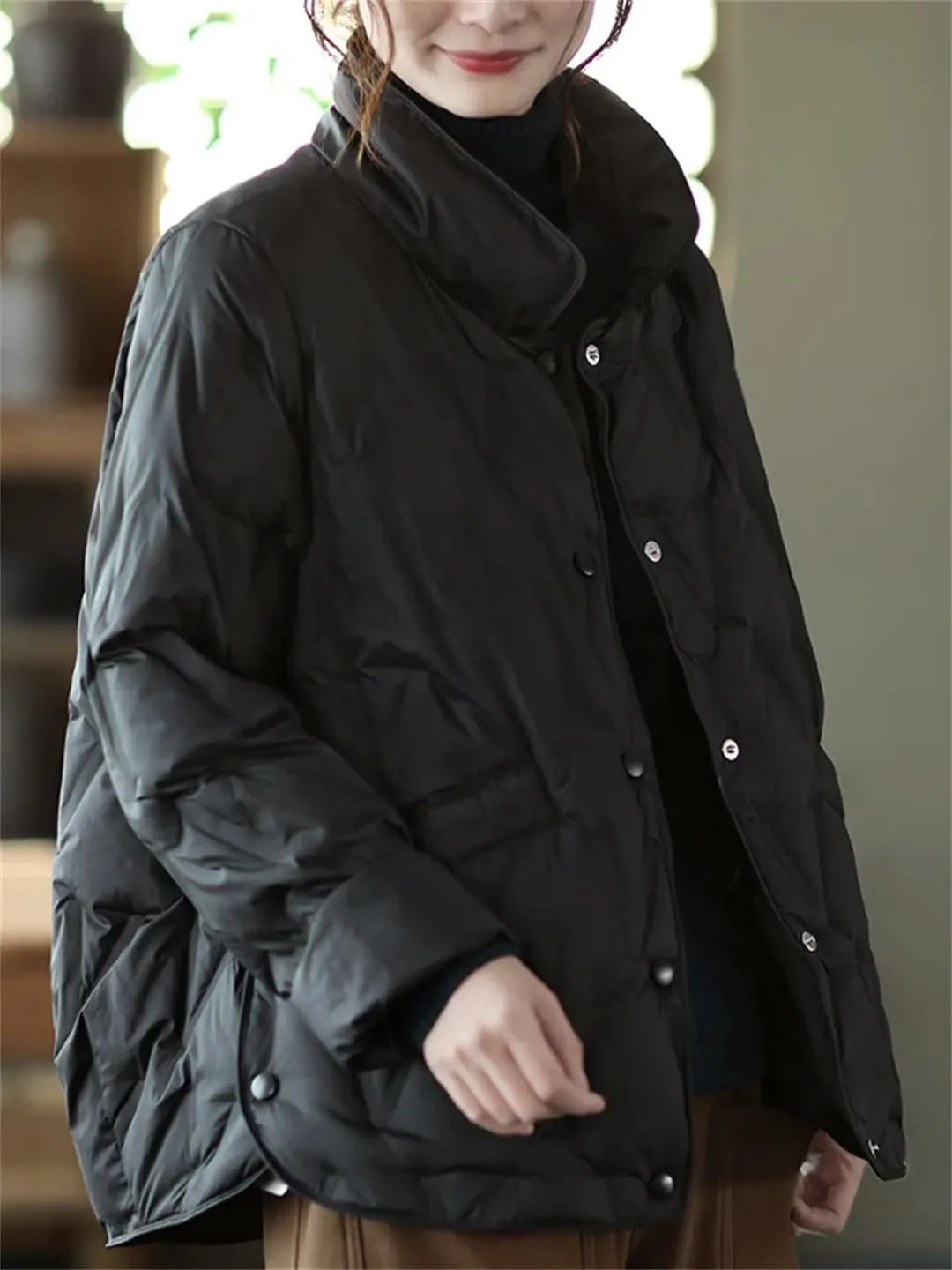 Autumn Winter Women Single-Breasted Warm Short Puffer Coat Female White Duck Down Jacket Parka Snow Outwears