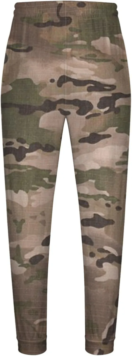 Aymnlox Mens Camousflag Casual Pants Tactical Elastic Drawstring Waist Sweatpants Jogger Hiking Running Pants with Pockets