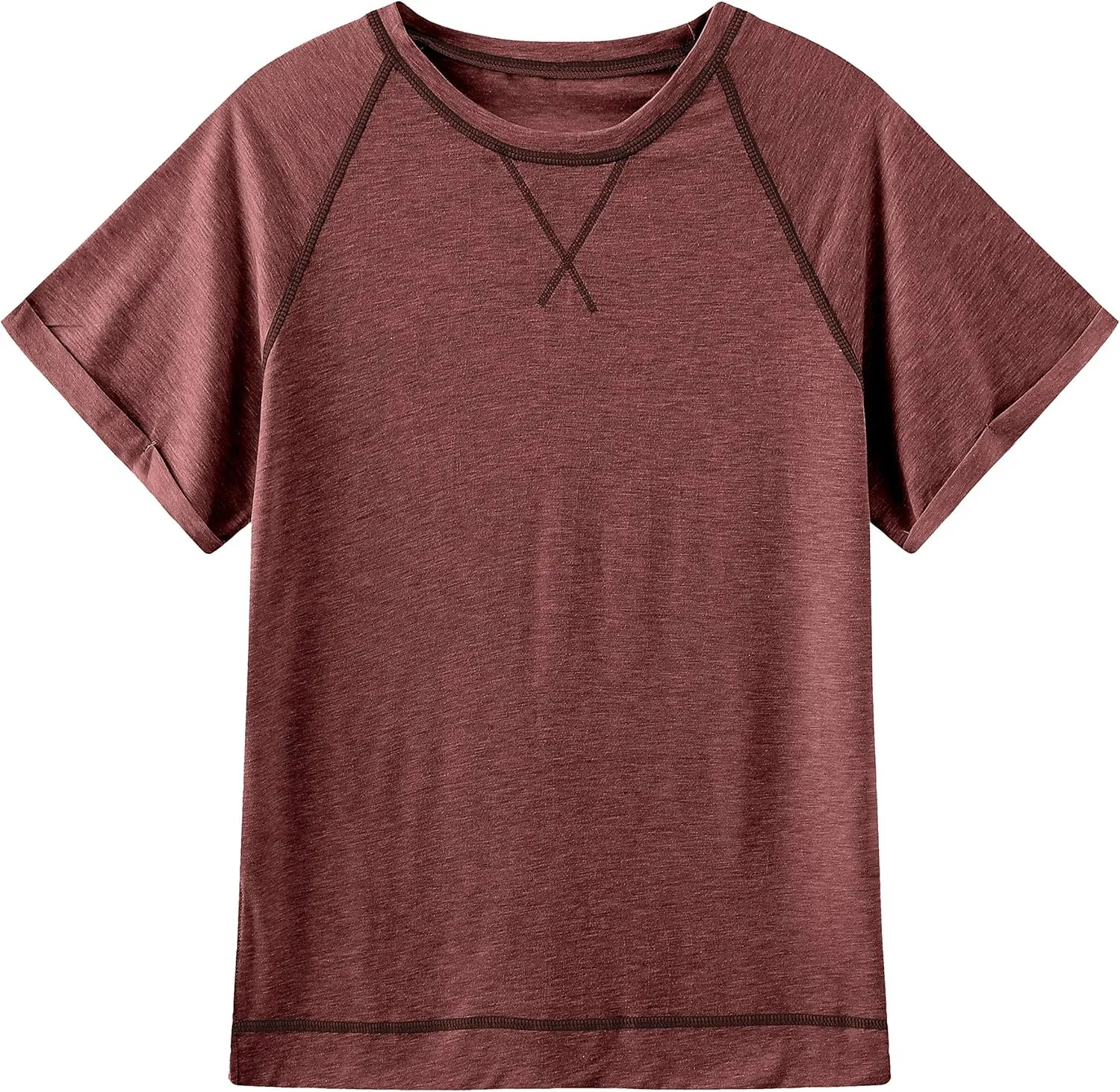 ayreus Women's Casual Short Sleeve T Shirts Crewneck Raglan Tees Side Split Summer Tunic Tops