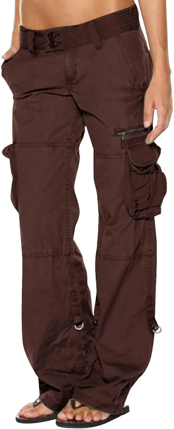 Bengbobar Cargo Pants Women Wide Leg Trousers Women Y2k Fashion Pants Straight Casual Pants Tactical Trousers with Pockets