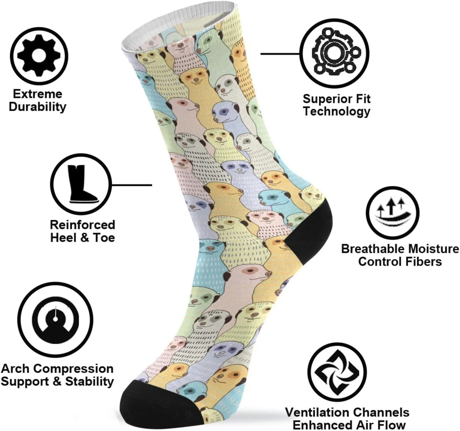 BGXW Fun Crew Socks For Men Women Funny Novelty Crazy Crew Socks Casual Dress Socks