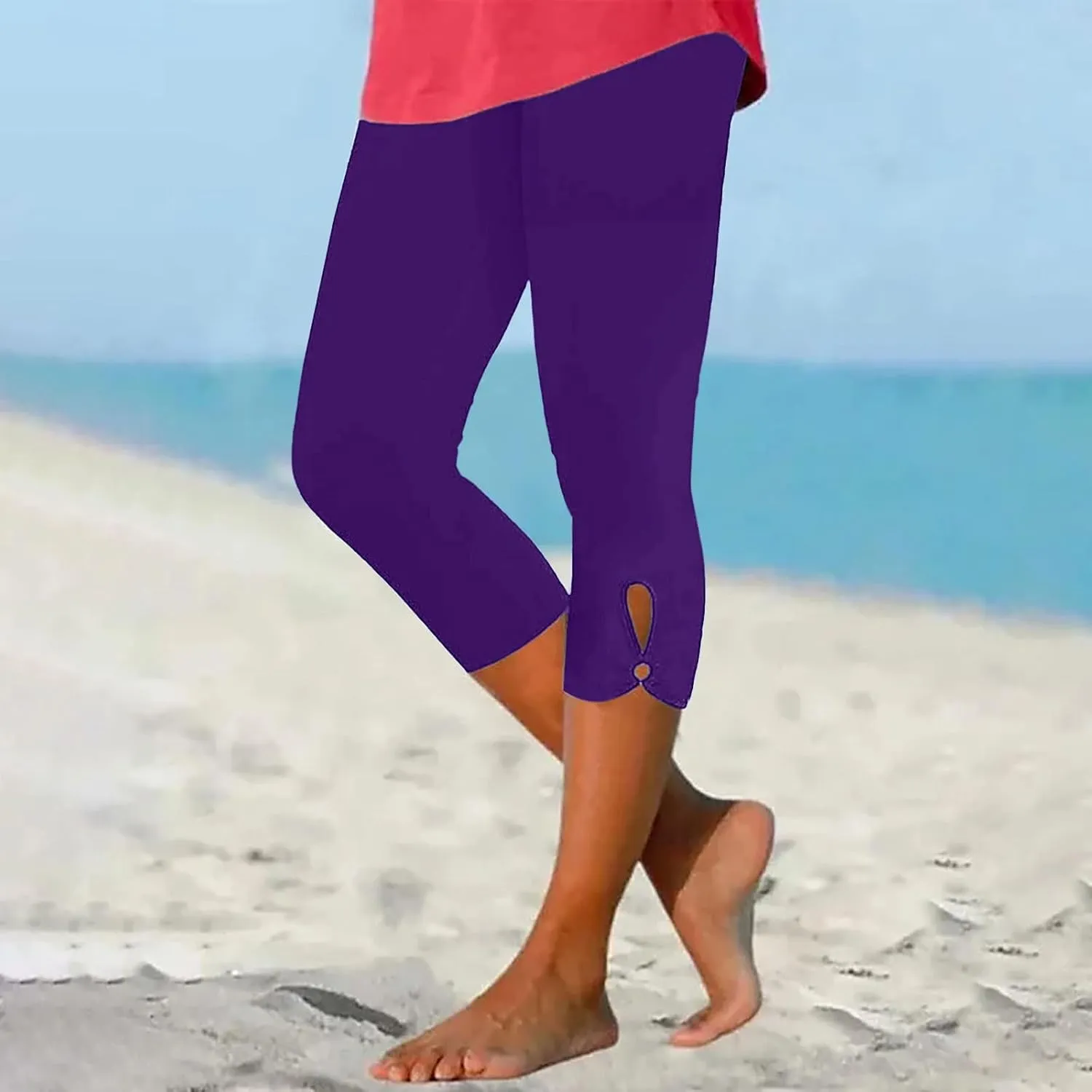 BOXIACEY Capri Leggings for Women 2025 High Waisted Yoga Capris Stretch Knee Length Leggings Cutout Workout Leggings