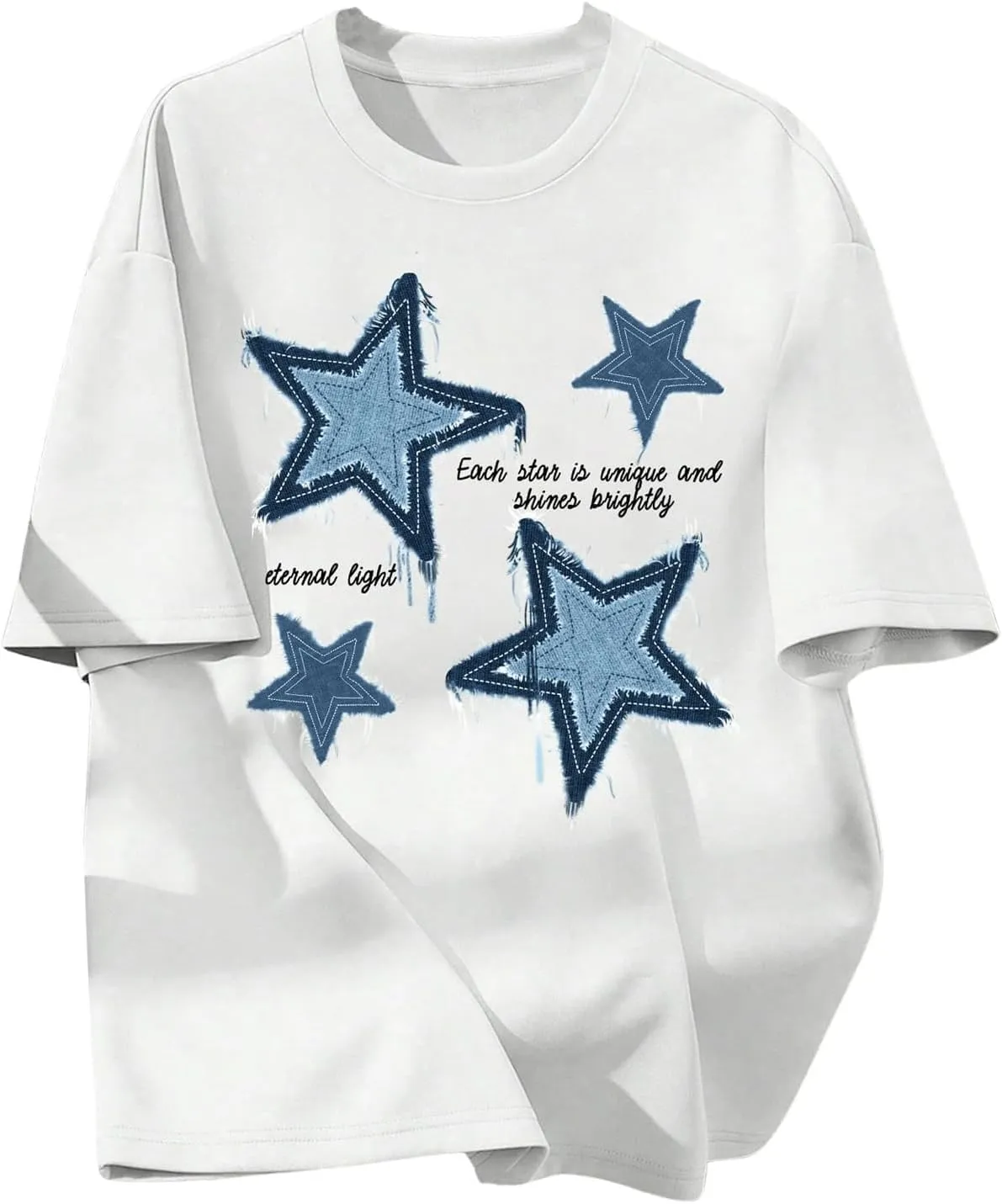 Boy's Casual Tropical Star Letter Print T Shirt Short Sleeve Crew Neck Drop Shoulder Tee Tops