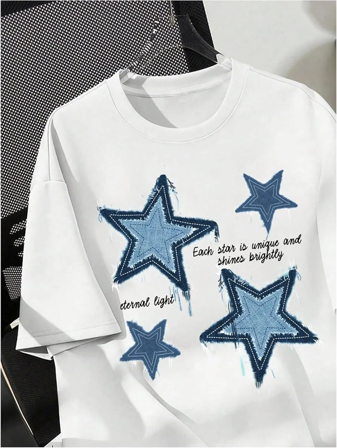Boy's Casual Tropical Star Letter Print T Shirt Short Sleeve Crew Neck Drop Shoulder Tee Tops