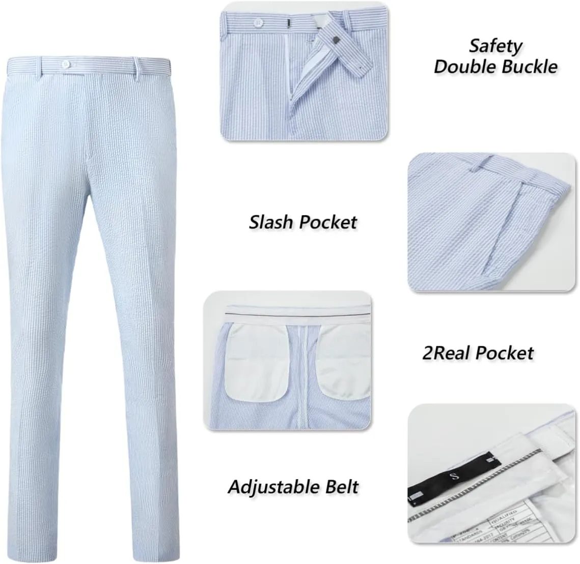 Boys Seersucker Suit 2 Pieces Boy Suits for Kids Tuxedos Blazers Jackets Pants Set for Teen Summer Beach Outfit Wedding
