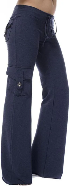 Cargo Pants Women High Waisted Stretchy Pant Baggy Casual Trouser Straight Wide Leg Streetwear with Multiple Pockets