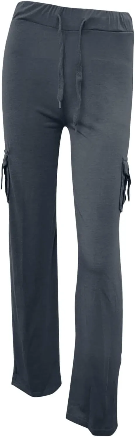 Cargo Pants Women High Waisted Stretchy Pant Baggy Casual Trouser Straight Wide Leg Streetwear with Multiple Pockets