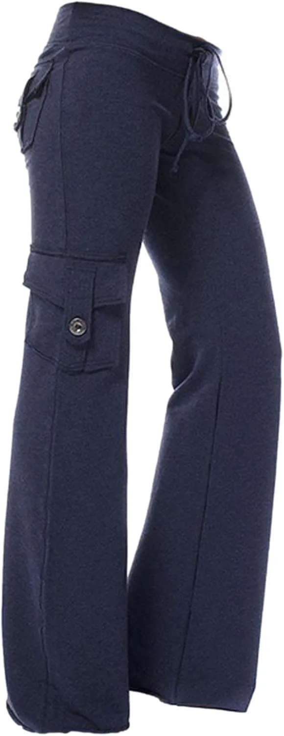 Cargo Pants Women High Waisted Stretchy Pant Baggy Casual Trouser Straight Wide Leg Streetwear with Multiple Pockets