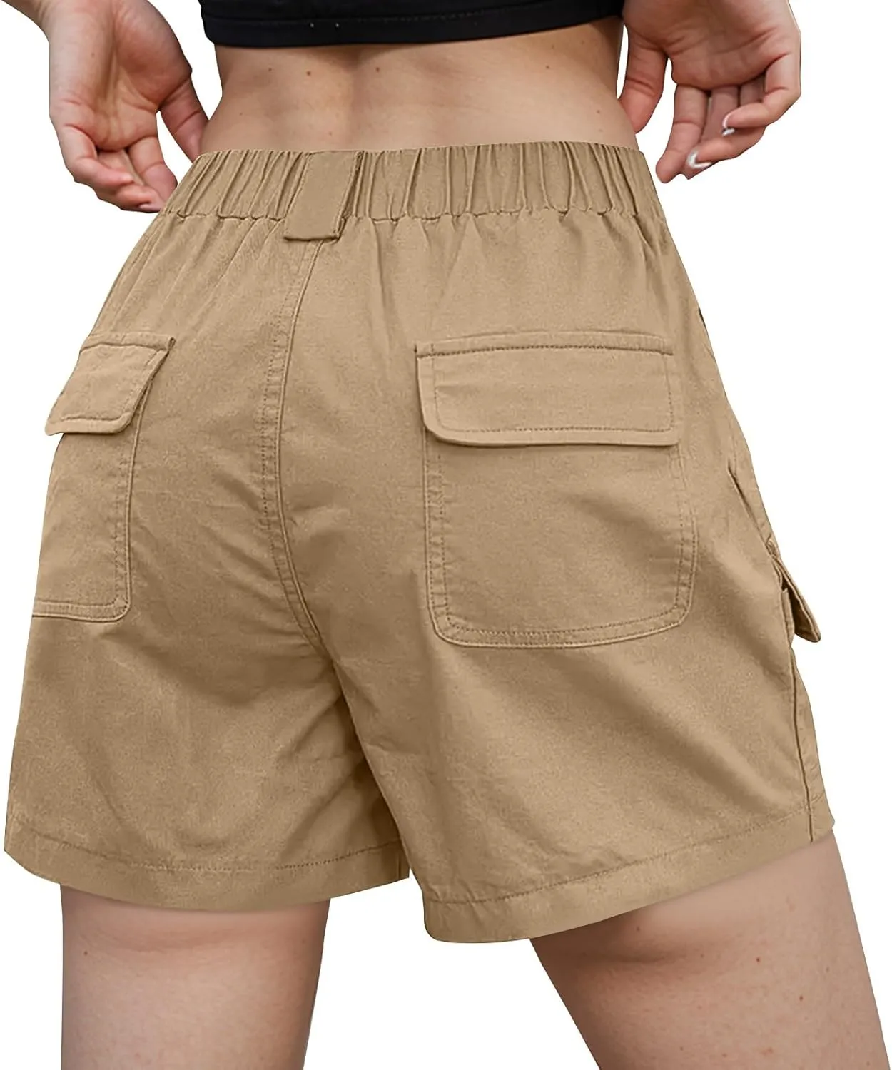 Cargo Shorts Women Baggy High Waisted Summer Y2K Hiking Shorts 5 Inch Inseam Stretchy Comfy Beach Pants with Pockets