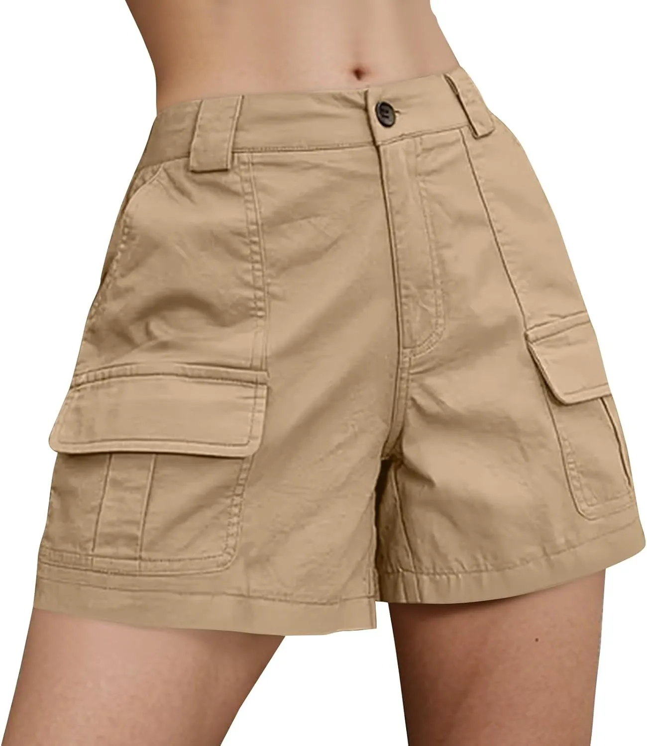 Cargo Shorts Women Baggy High Waisted Summer Y2K Hiking Shorts 5 Inch Inseam Stretchy Comfy Beach Pants with Pockets