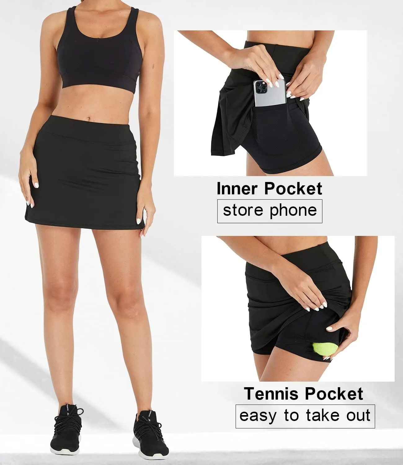 Cityoung Women's Athletic Pleated Golf Skirt with Shorts Pockets Running Tennis Workout Skorts