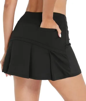 Cityoung Women's Athletic Pleated Golf Skirt with Shorts Pockets Running Tennis Workout Skorts