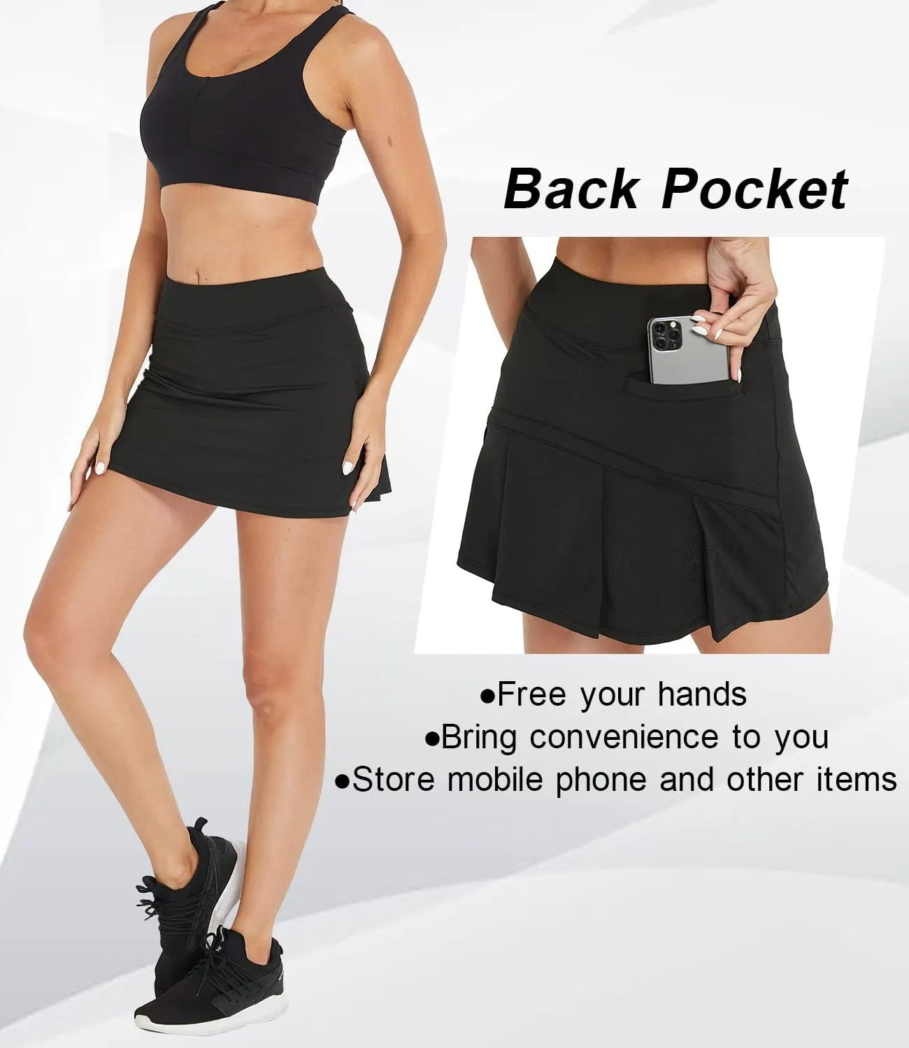 Cityoung Women's Athletic Pleated Golf Skirt with Shorts Pockets Running Tennis Workout Skorts