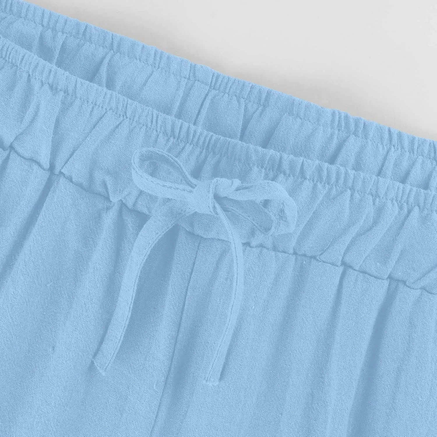 Cotton Linen Pants for Women Summer Lounge Drawstring Elastic Waist Trousers 2025 Casual Comfy Wide Leg Cropped Pants