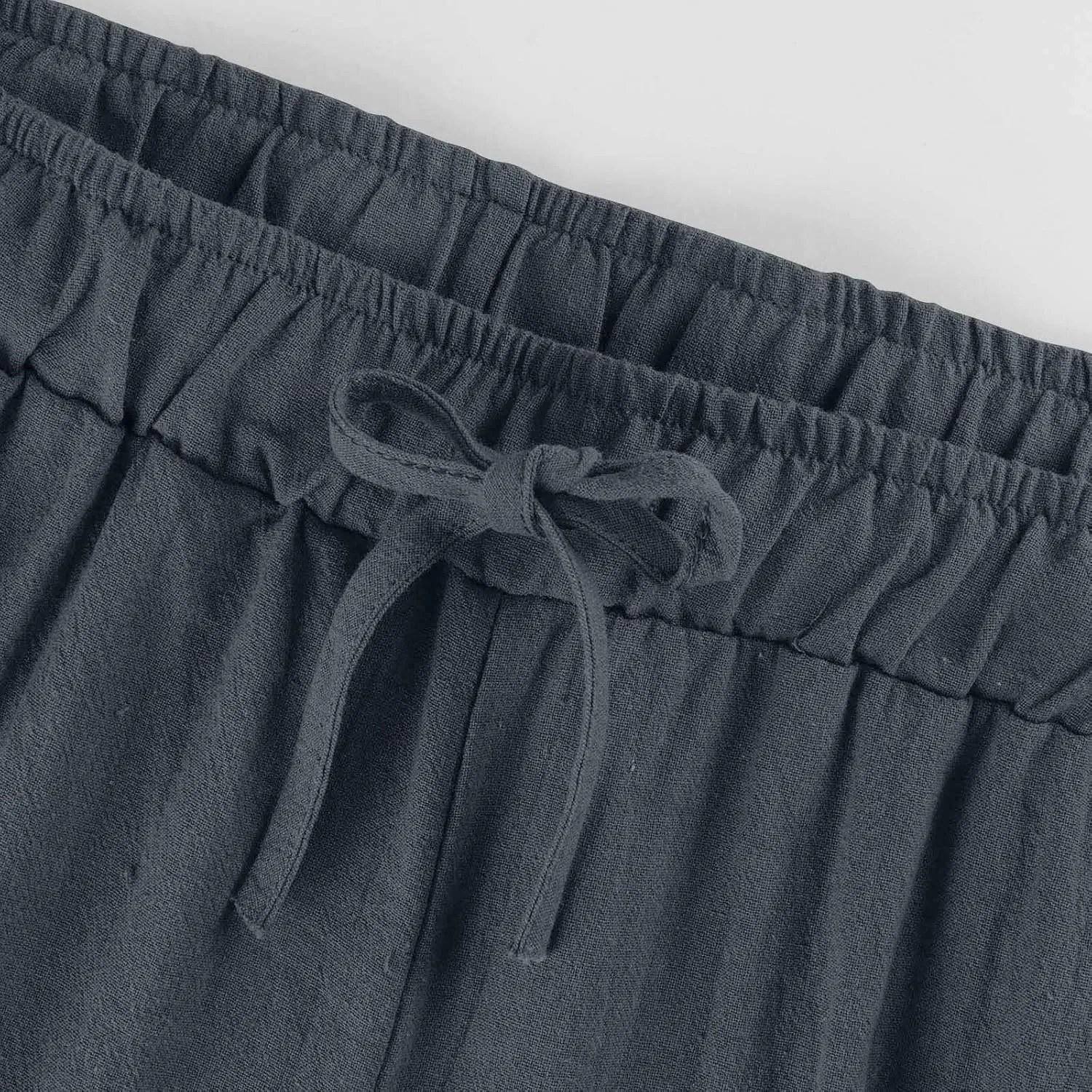 Cotton Linen Pants for Women Summer Lounge Drawstring Elastic Waist Trousers 2025 Casual Comfy Wide Leg Cropped Pants