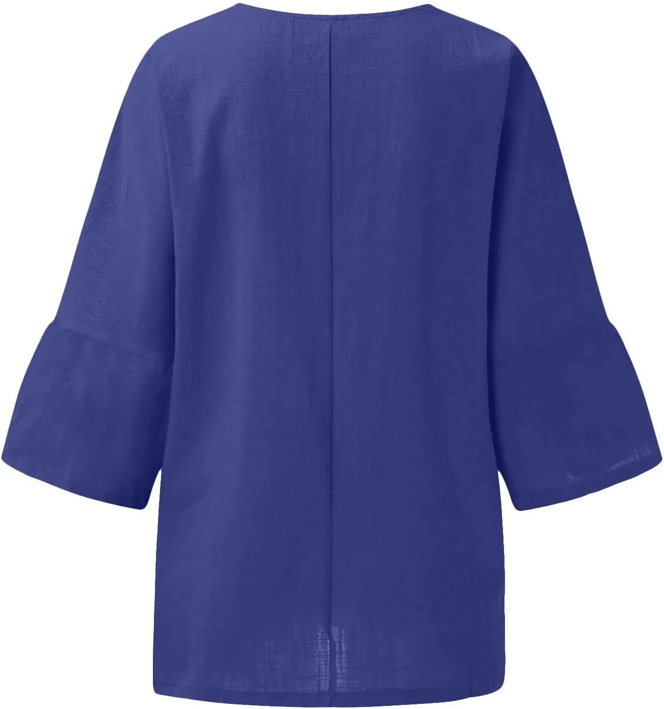 Cotton Linen Shirts for Womens Plus Size 3/4 Sleeve Tops Casual Loose Crewneck Tees Beach Summer Blouse
