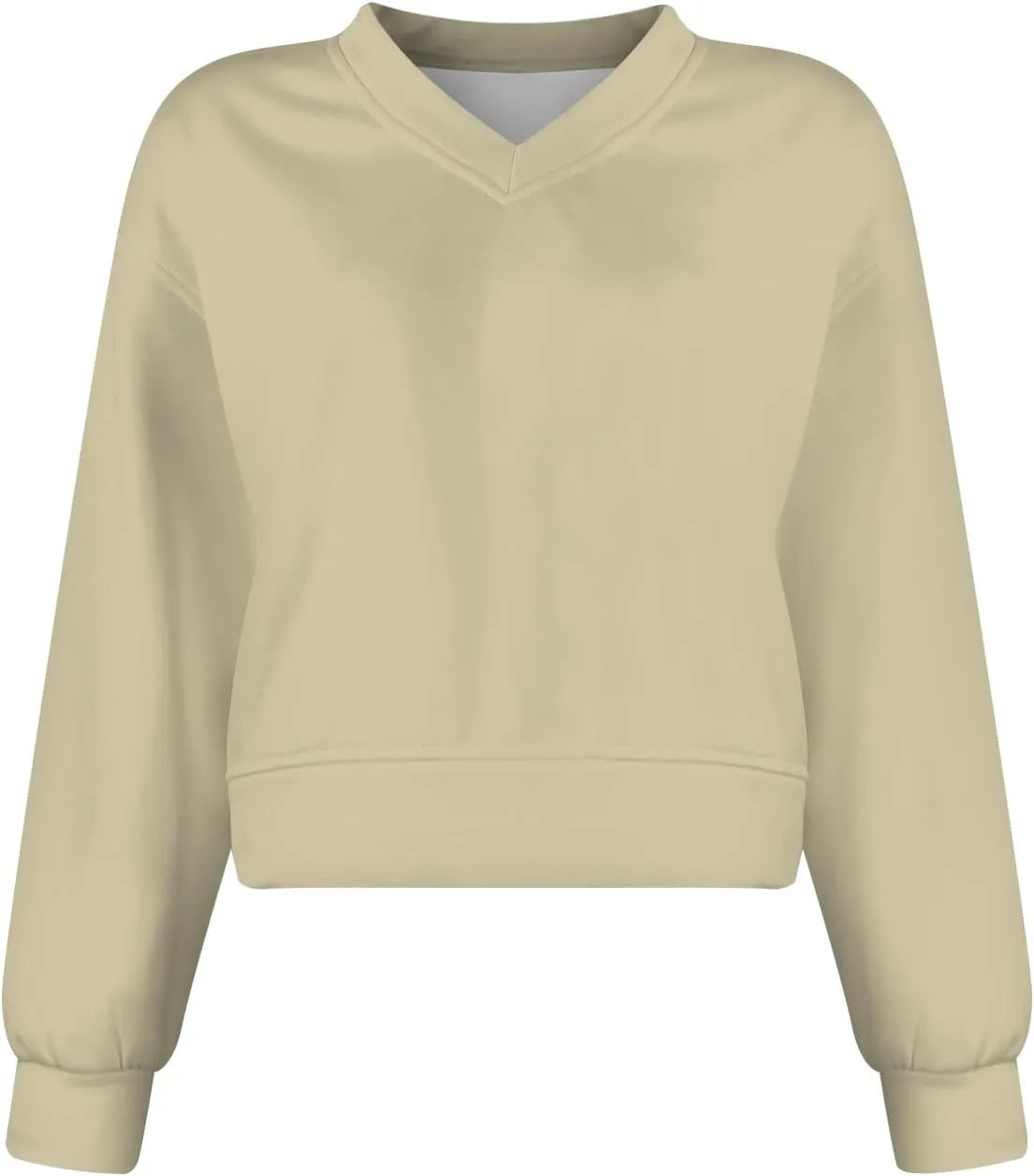 Cropped Sweatshirts for Women Oversized Casual Tunic V Neck Sweater Pullover Long Sleeve Sexy Comfy Fleece Pullover Tops