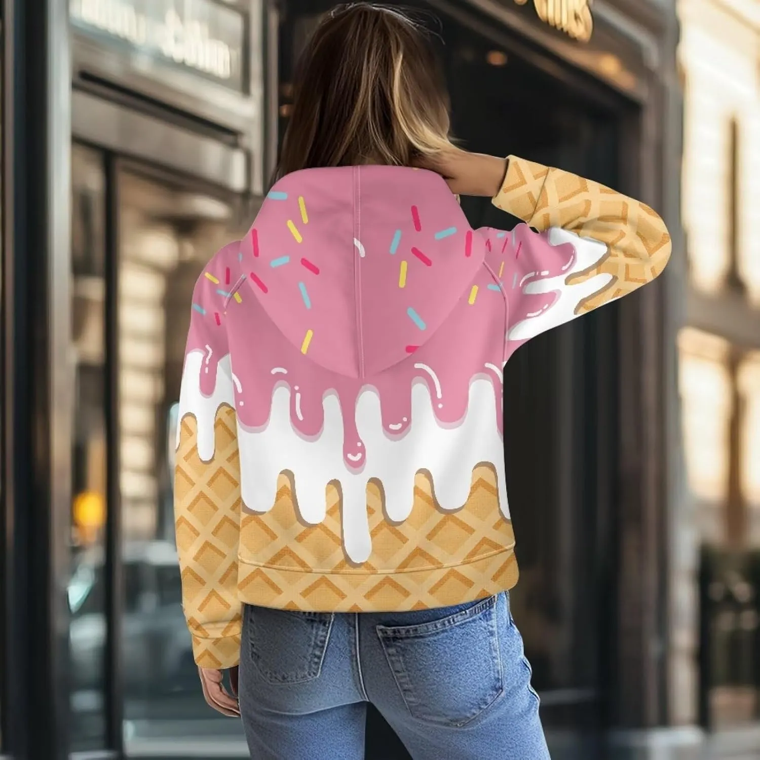 Custom Hoodies Crop Tops for Women Half Zip Sweatshirt for Fall Winter Loose Lightweight Office Pullover with Pocket