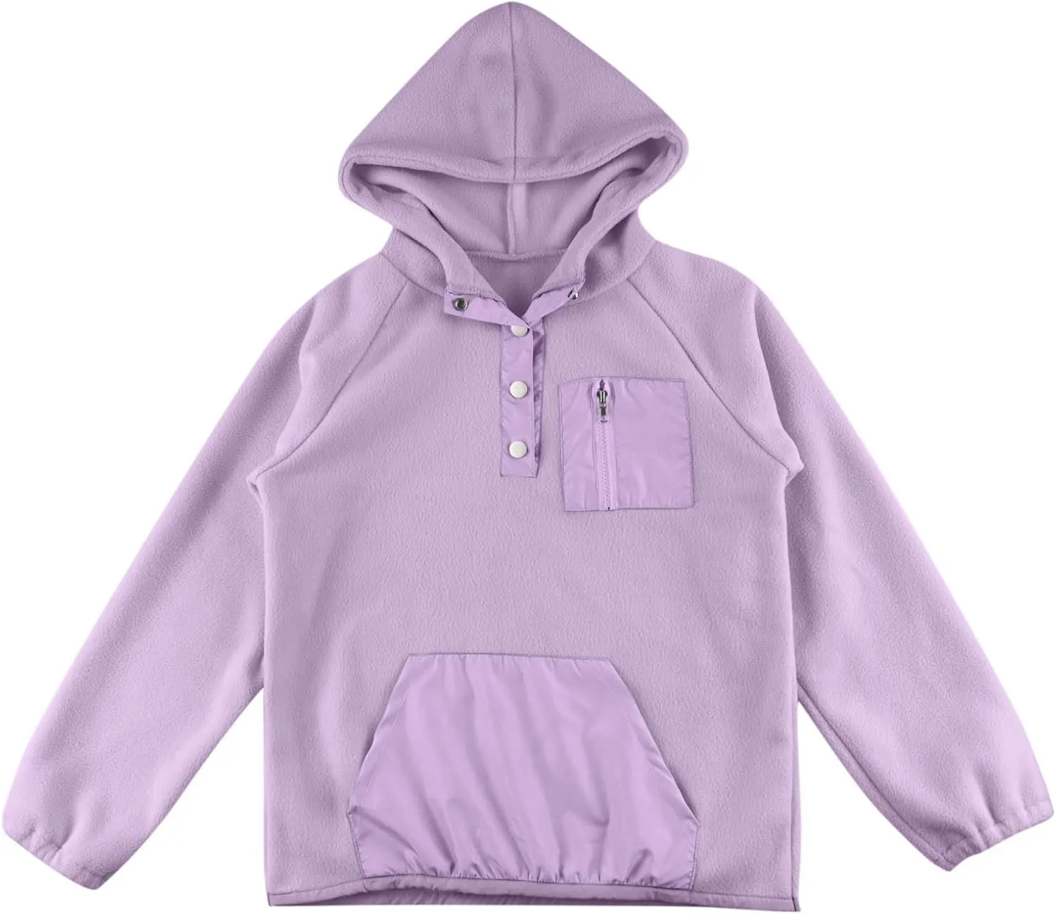Cute Hoodies For Girls Color Block Sherpa Fleece Hooded Sweatshirt Teen Girl Winter Warm Button Down Pullover Jackets