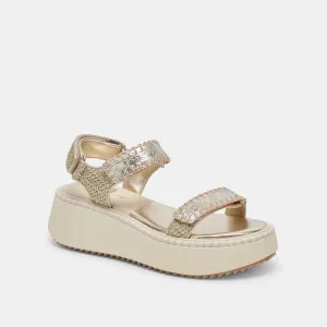 Debra Sandal in Platinum Distressed Leather