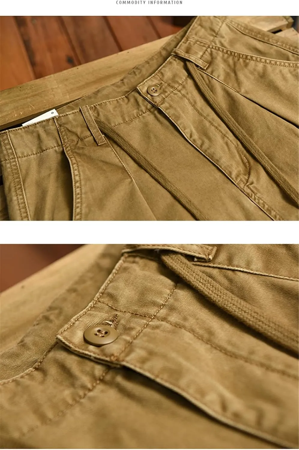 Disimlarl Men's Wide Leg Loose Casual Cargo Pants Cotton Comfortable Multi Pocket Trousers