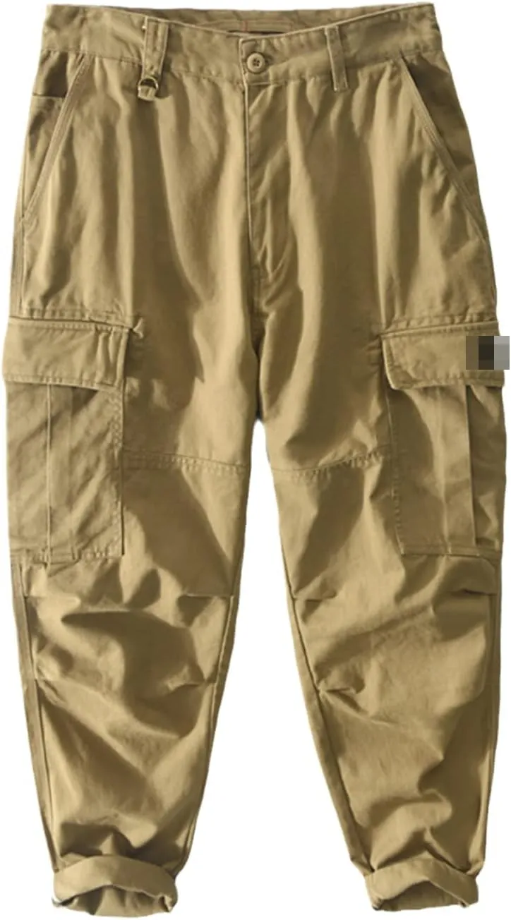 Disimlarl Spring Summer Men Cargo Pants Cotton Multi-Pockets Loose Vintage Casual Trouser