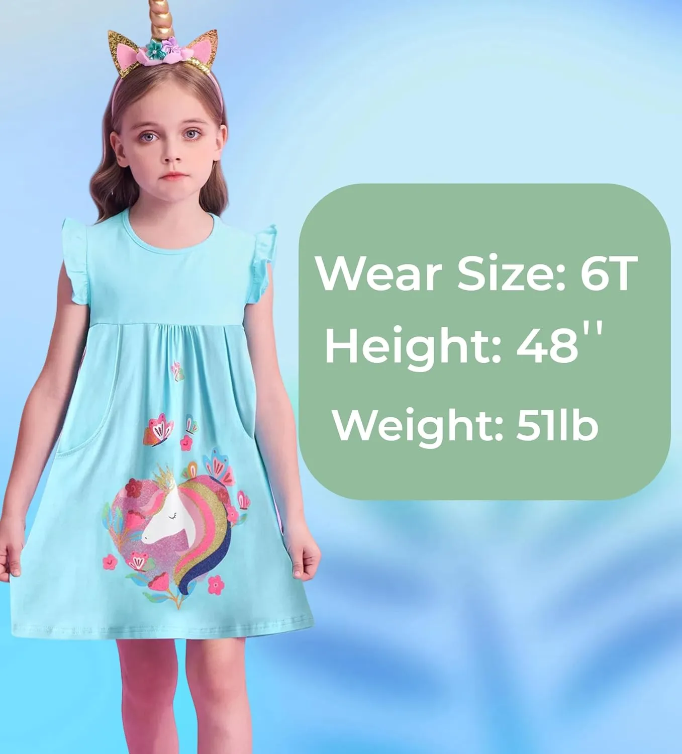 DXTON Toddler Girls Dresses Easter Rainbow Short Sleeve Cotton Casual Summer Birthday School Sundress