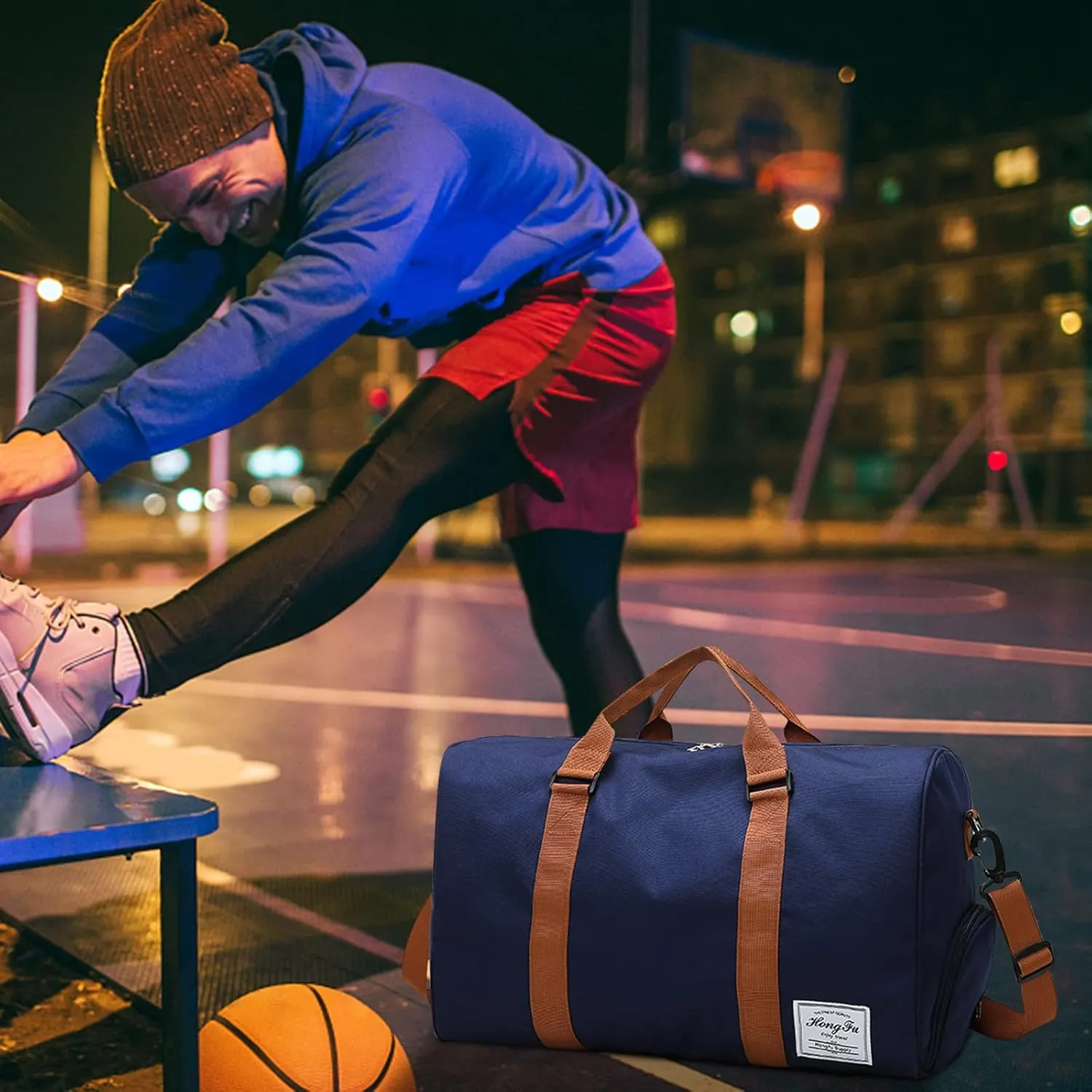 Ergocar Gym Sports Duffle Bag, Waterproof Travel Duffel Bag with Wet Pocket and Shoes Compartment, Big Capacity Holdall Sports Bags with Shoulder Strap, Durable for Gym, Sports, Travel, Swimming