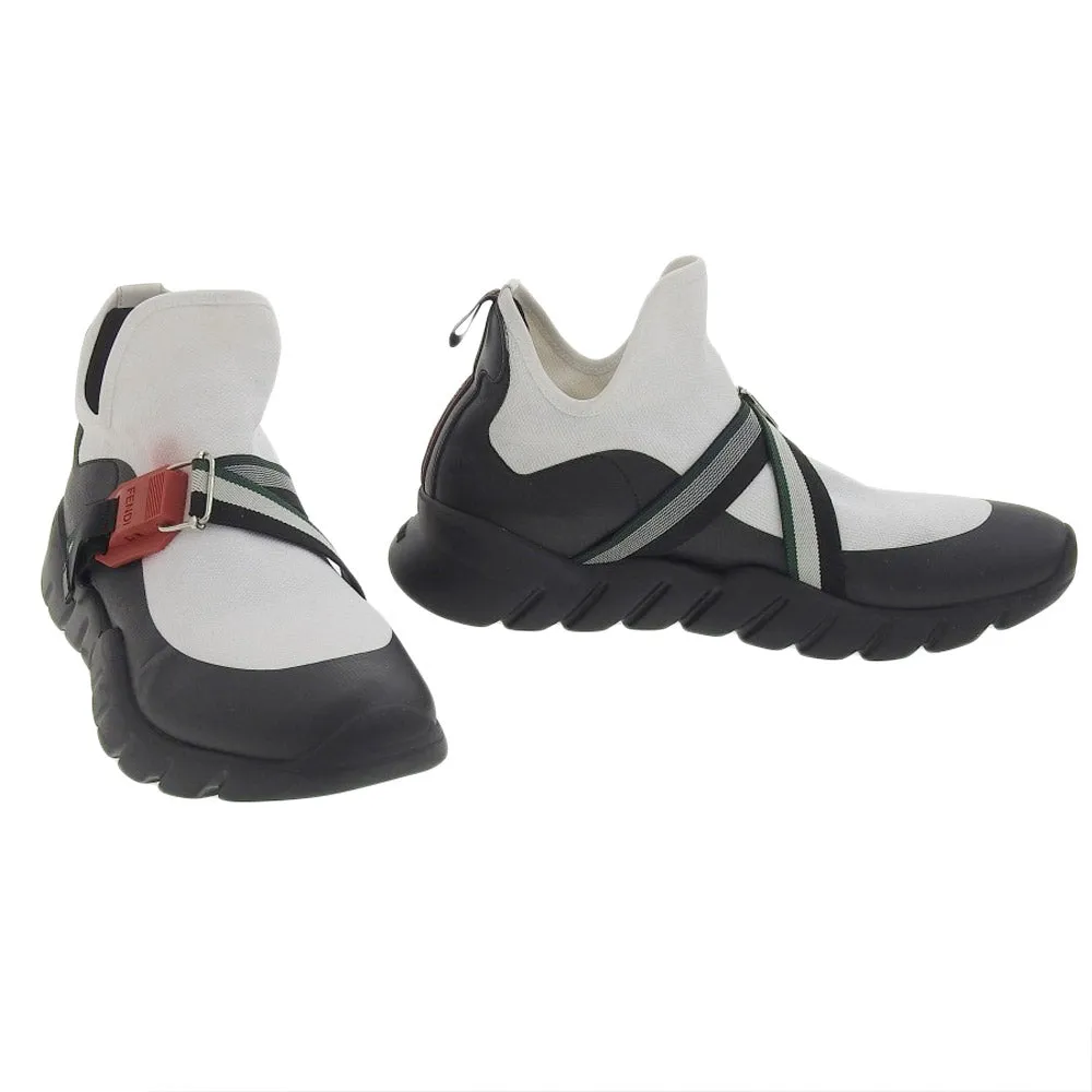 Fendi Canvas Belt Sneakers Black White