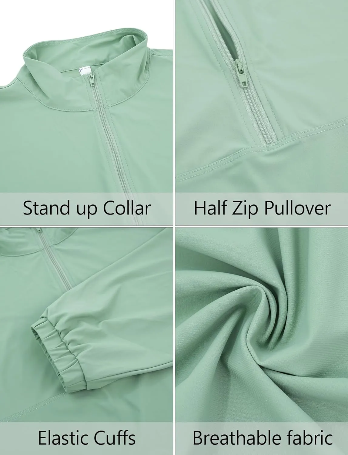 FEOYA Womens Half Zip Pullover Sweatshirt Quick Dry Cropped Jackets Long Sleeve Running Yoga Workout Shirts