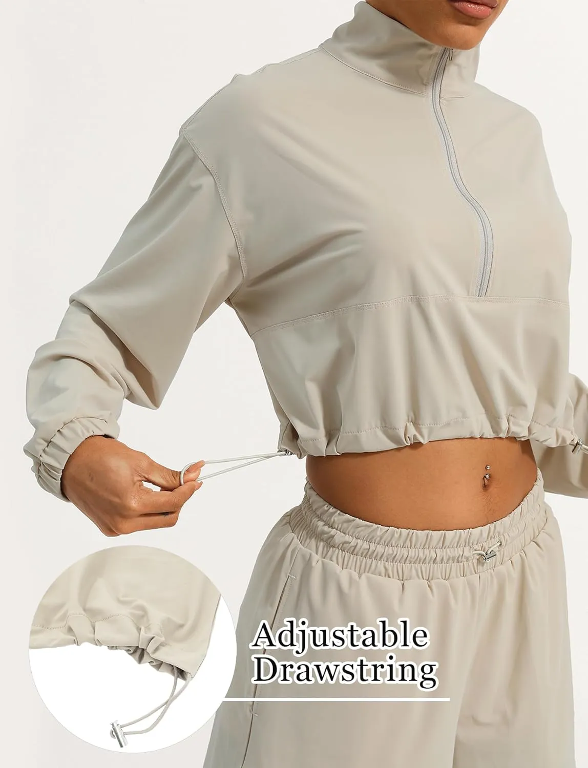 FEOYA Womens Half Zip Pullover Sweatshirt Quick Dry Cropped Jackets Long Sleeve Running Yoga Workout Shirts