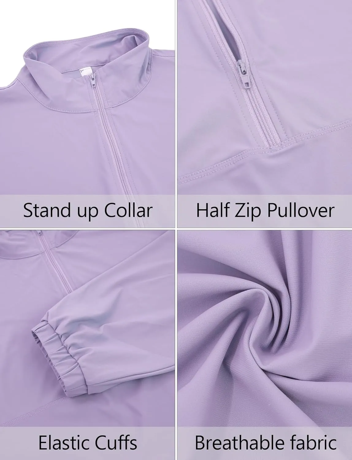 FEOYA Womens Half Zip Pullover Sweatshirt Quick Dry Cropped Jackets Long Sleeve Running Yoga Workout Shirts