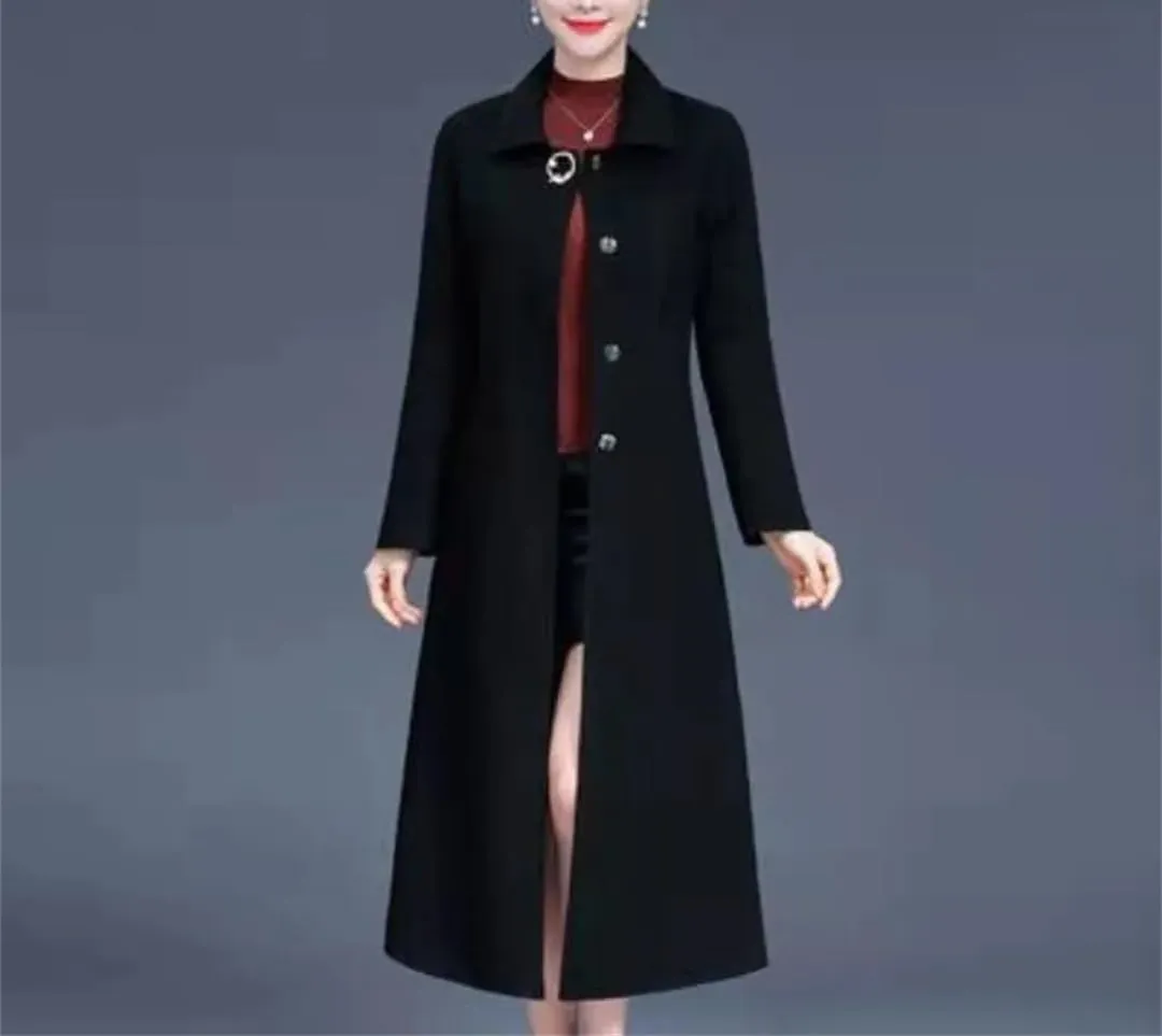 Fjnbbiot Double Face Cashmere Coat Female Autumn Winter Wool Blended Coats Over The Knee Windbreaker Outerwear
